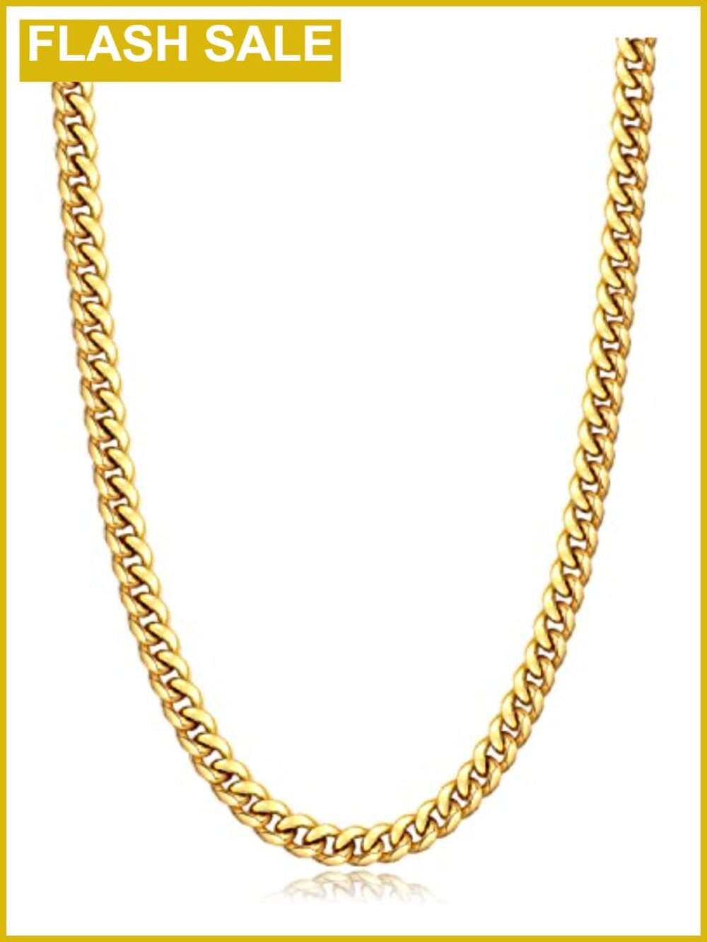 Cuban Link Chain Necklace 18K Gold Plated Stainless Steel Men's Jewelry